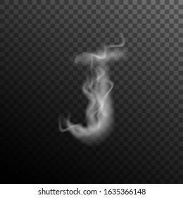Vector illustration. Smoky letter J. Element of the foggy alphabet. Smoke effect design.