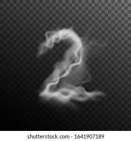 Vector illustration. Smoky number Two. Element of the foggy symbols. Smoke effect design.