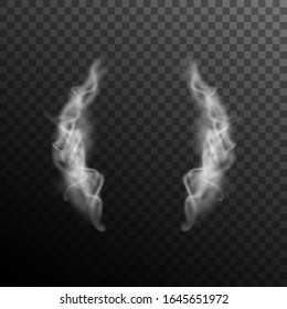  Ilustración vectorial. Corchetes de caracteres de sintaxis ahumados. Elementos del alfabeto niebla. Diseño de efecto humo.