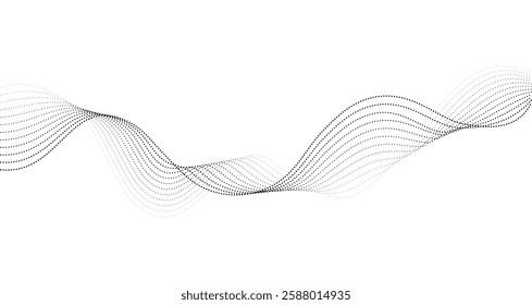 Vector illustration of smooth dotted halftone wave blend lines. Modern design element for technology, science, innovation concepts isolated on white background.