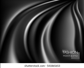 vector illustration of smooth elegant luxury black silk or satin texture. Can be used as background.