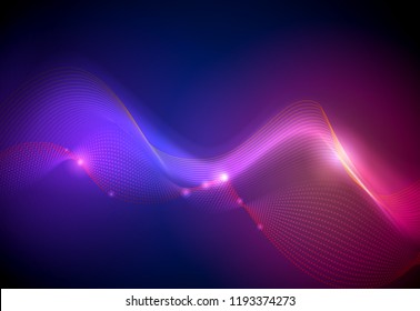 Vector illustration smooth lines in dark blue color background. Hi tech digital technology concept. Abstract futuristic, shiny lines background