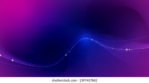 Vector illustration smooth lines in dark blue color background. Hi tech digital technology concept. Abstract futuristic, shiny lines background