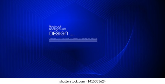 Vector illustration smooth lines in dark blue color background. Hi tech digital technology concept. Abstract futuristic, shiny lines background