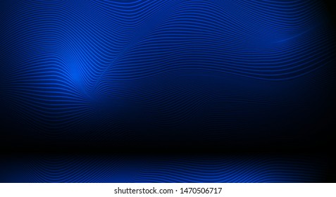 Vector illustration smooth lines in dark blue color background. Hi tech digital technology concept. Abstract futuristic, shiny lines background