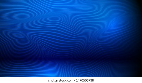 Vector illustration smooth lines in dark blue color background. Hi tech digital technology concept. Abstract futuristic, shiny lines background