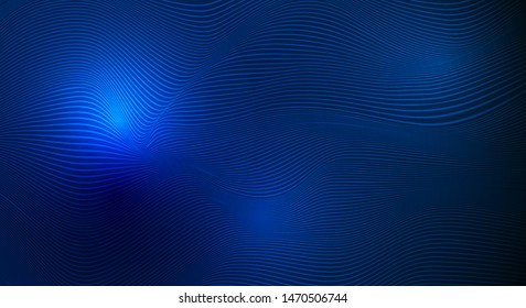 Vector illustration smooth lines in dark blue color background. Hi tech digital technology concept. Abstract futuristic, shiny lines background