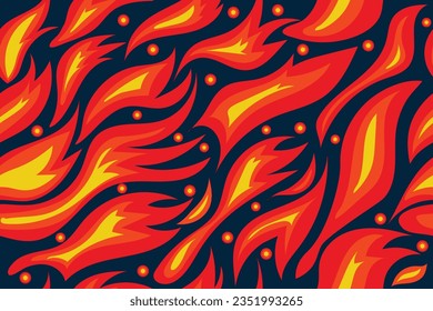 Ilustración vectorial de un fondo de fuego rojo sin soldadura y sin geometría conectada.
