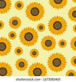 Vector illustration of a smooth sunflower pattern. Sunflower pattern in flat style.