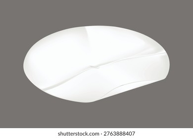 Vector illustration of a smooth, white, oval-shaped object on a gray background, resembling a polished stone or minimalist sculpture.