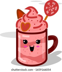 Vector Illustration Smoothie in A Cup with 'Kawai' Very Happy  Face Expression