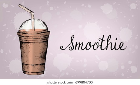 Vector Illustration with smoothie cup sketch style