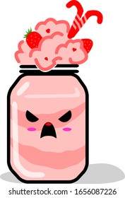 Vector Illustration Smoothie with Kawaii  Angry Face Expressions