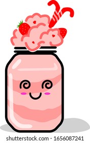 Vector Illustration Smoothie with Kawaii Drunk Face Expressions