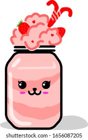 Vector Illustration Smoothie with Kawaii Embarrassed Face Expressions