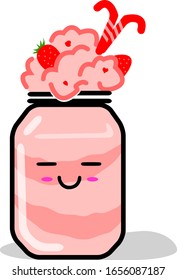 Vector Illustration Smoothie with Kawaii Face Palm Expressions