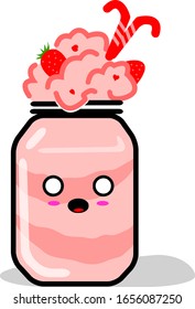 Vector Illustration Smoothie with Kawaii Shocked Face Expressions