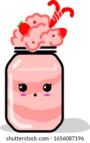 Vector Illustration Smoothie with Kawaii Straight Face Expressions