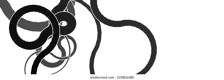 Vector illustration of a smoothly curved lines in random order on a white background. Pattern in greyscale tones. Abstract creative backdrop.