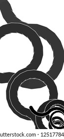 Vector illustration of a smoothly curved lines randomly arranged on a white background. Pattern in greyscale tones. Abstract creative backdrop.