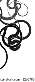 Vector illustration of a smoothly curved lines randomly arranged on a white background. Pattern in greyscale tones. Abstract creative backdrop.