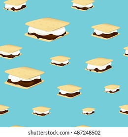 Vector illustration of a s'more. Campfire snack