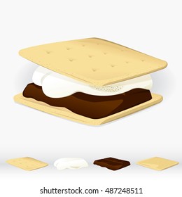 Vector illustration of a s'more. Campfire snack