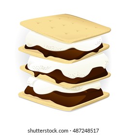 Vector illustration of a s'more. Campfire snack