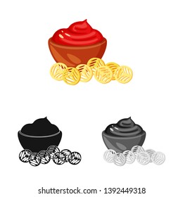 Vector illustration of snack and croutons logo. Set of snack and bread vector icon for stock.