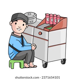 Vector illustration of a snack and fruit seller