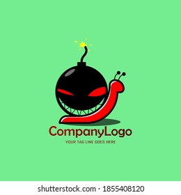 Ilustración vectorial de un caracol y una bomba, buena para logos o mascotas.
