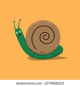 vector illustration of a snail with a brown shell