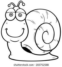Vector illustration of Snail cartoon - Coloring book