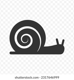 Vector illustration of snail icon in dark color and transparent background(PNG).