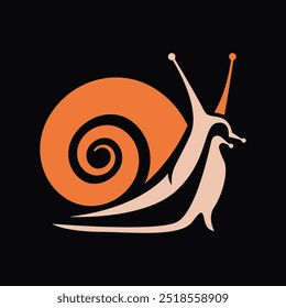 vector illustration of snail on black background