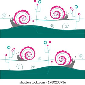 vector illustration of a snail on a track