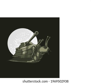 ilustración vectorial de una cáscara de caracol en un tanque de batalla