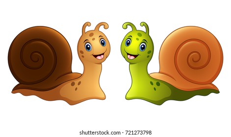 Vector illustration of Snails cartoon in two colours