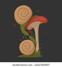 Vector illustration with snails in love