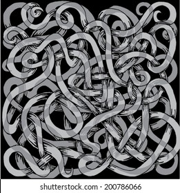 Vector illustration of snake background pattern. Hand drawn guts.