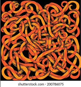 Vector illustration of snake background pattern. Hand drawn guts.