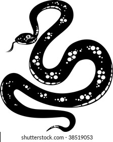 Vector illustration of a snake. Black and white.