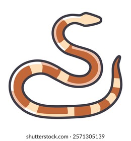 Vector illustration of a snake. Brown and blue serpent isolated on a white background.