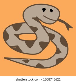 vector illustration of snake in brown color with black spots