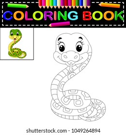 vector illustration of snake coloring book
