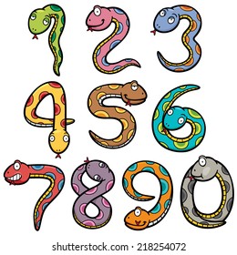 Vector illustration of Snake in form number set