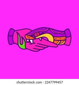 vector illustration of a snake with hands