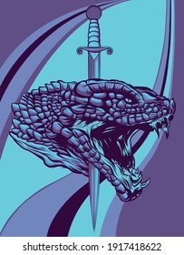 Cabeza de serpiente de ilustración vectorial con arte de cuchillo