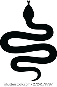 Vector illustration of a snake icon. Simple black reptile silhouette suitable for medical symbols, danger signs, and wildlife designs.