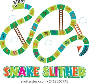 Vector illustration of a snake and ladder game